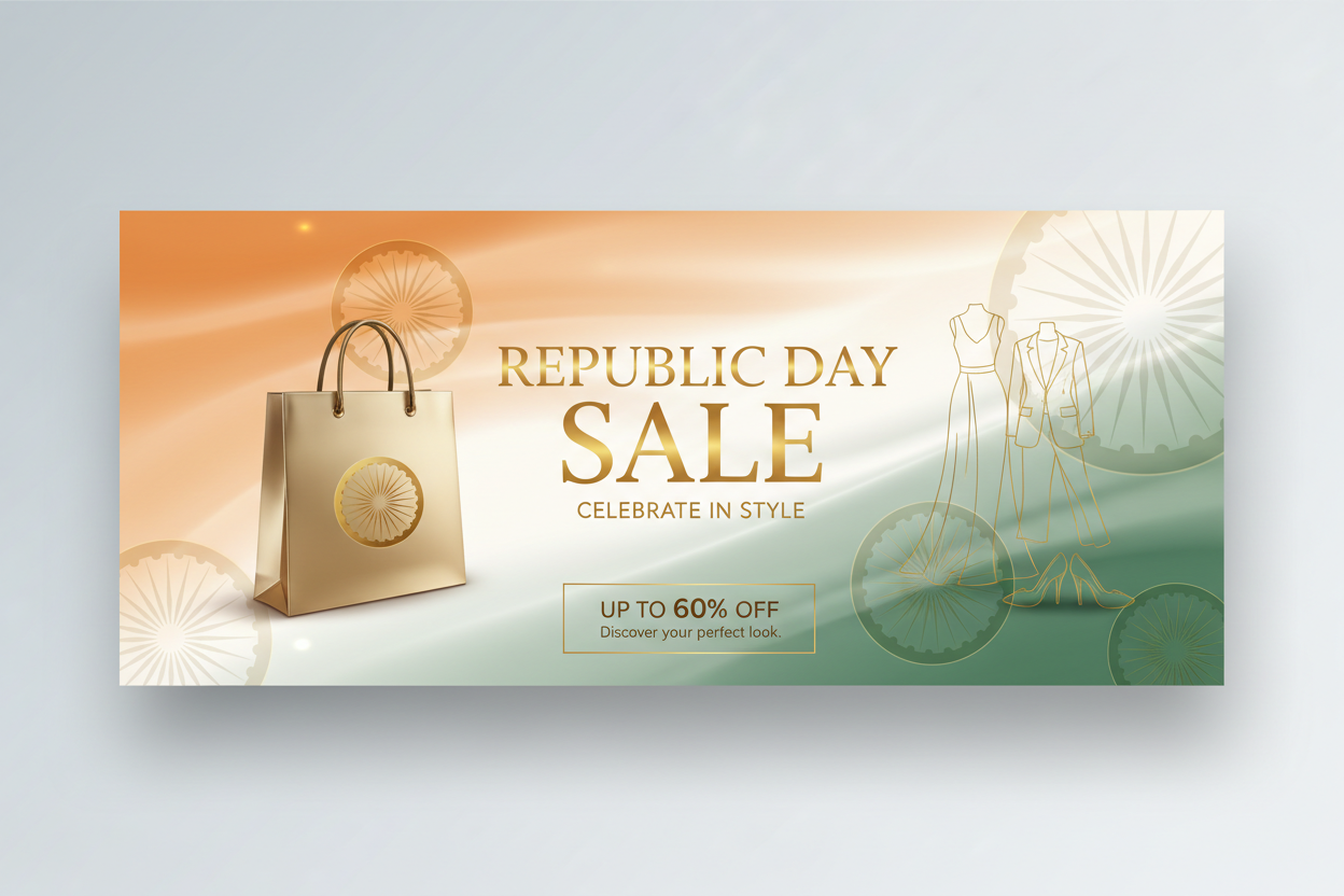 Aesthetic Republic Day Shopping Banner