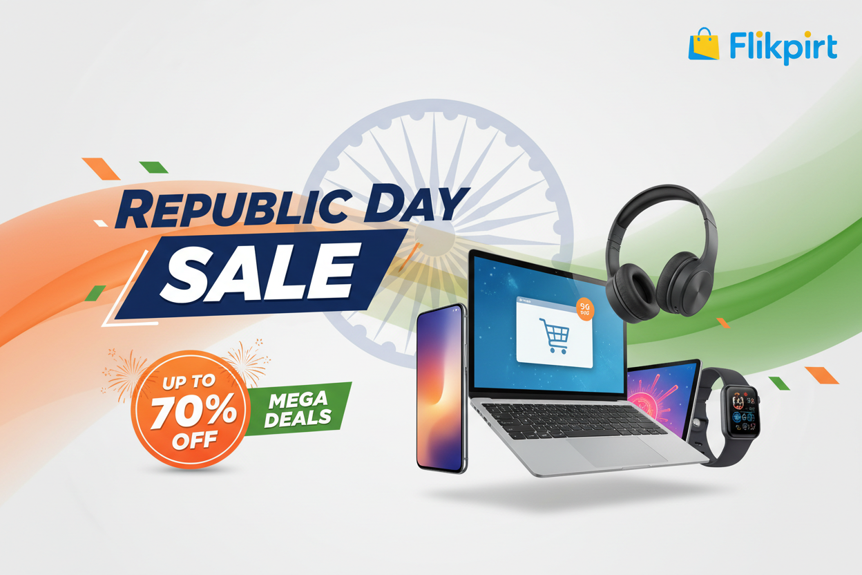 Republic day sale image consists of electronic devises similar to flipkart
